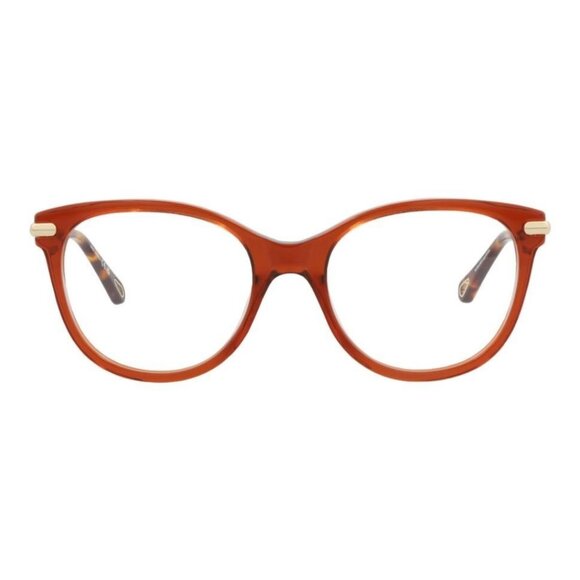 Chloé Womens Cat Eye Brown Gold Transparent Fashion Designer Eyewear - Picture 1 of 4